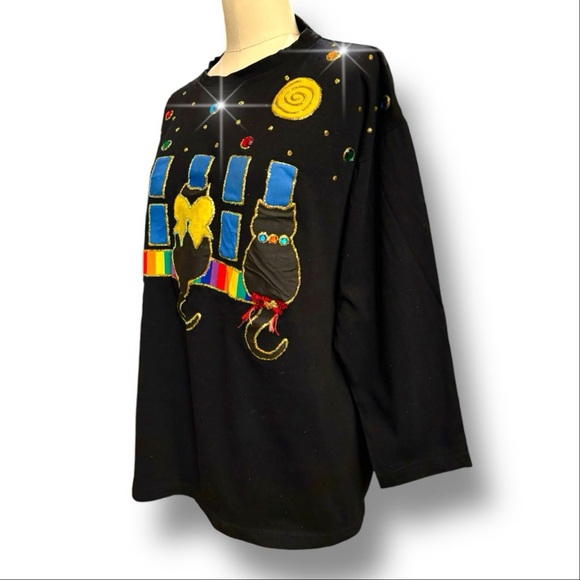 VTG Moon Dance Atlanta Women's One Size Cat T-Shirt Boxy Gems 90s Cotton - Picture 5 of 10